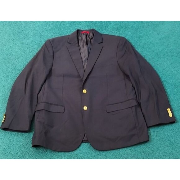 Gioberti Men's Blazer Sport Coat Jacket Navy Blue Red Accents Inside Size 44R - Picture 1 of 10